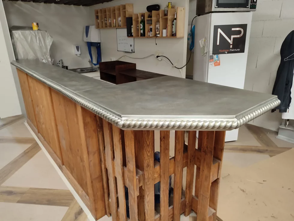 Fabrication de bar et piste de comptoir en cuivre, laiton et zinc